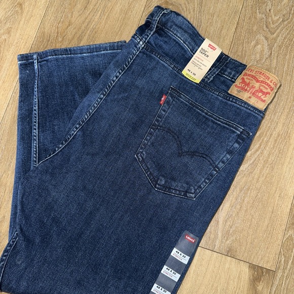 Levi's Men's 502 Taper Blue Denim Jeans Stretch Flex Size 46x27 Irregular NEW - Picture 1 of 8